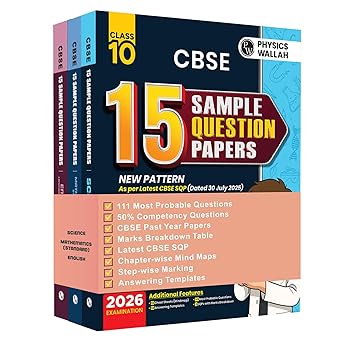 PW CBSE 15 Sample Question Papers Class 10 2025-26 - Science, Maths (Standard) & English Combo Set of 3 Books For 2026 Board Exam (As Per Latest SQP Dated 30 July 2025)