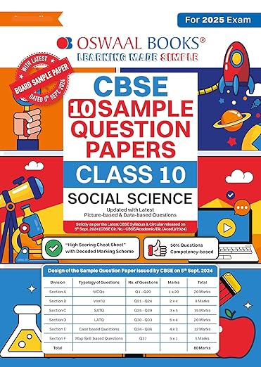 Oswaal CBSE Sample Question Papers Class 10 Social Science Book (For 2025 Exam)