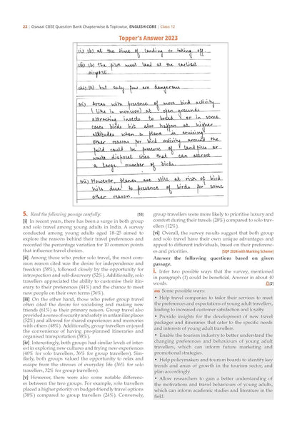 Oswaal CBSE Question Bank Chapterwise and Topicwise SOLVED PAPERS Class 12 English Core For Exam 2026