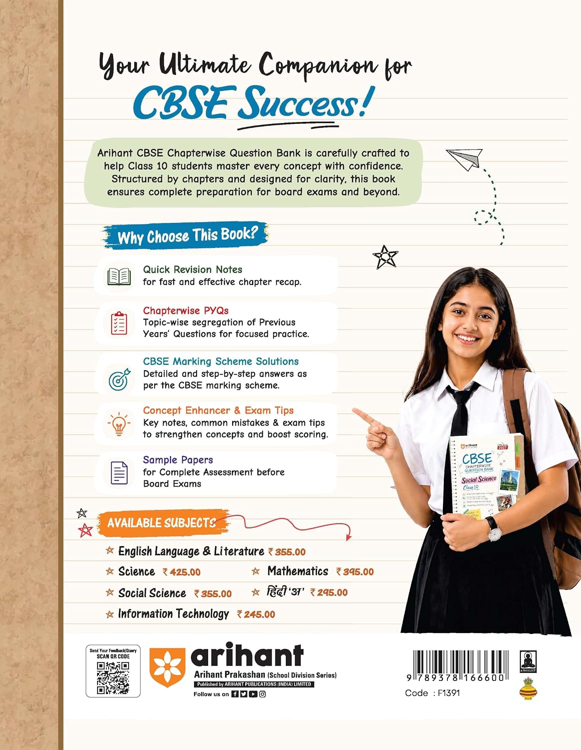 Arihant CBSE Question Bank Class 10 Social Science For Board Exam 2027 | Chapterwise PYQs (2026–2016) with Revision Theory, Detailed Solutions, Exam Tips & Sample Papers As per Latest CBSE Syllabus