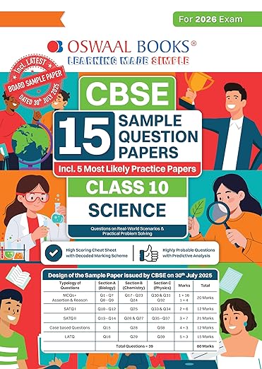 Oswaal CBSE 15 Sample Question Papers Science Class 10 (2026 Exam) | Latest SQPs with Solutions