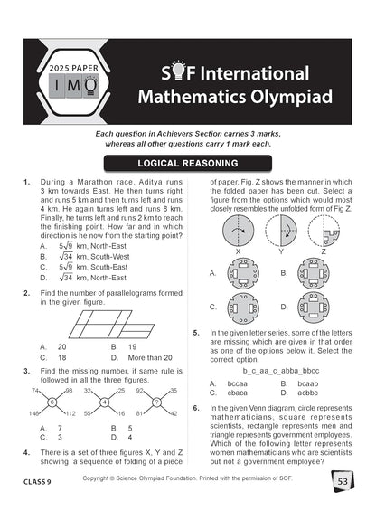 MTG International Mathematics Olympiad (IMO) Workbook Class 9 - Chapter-wise MCQs with Achievers Section - SOF Olympiad Books For 2026-27 Exam