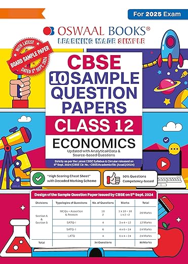 Oswaal CBSE Sample Question Papers Class 12 Economics (For 2025 Exam) 