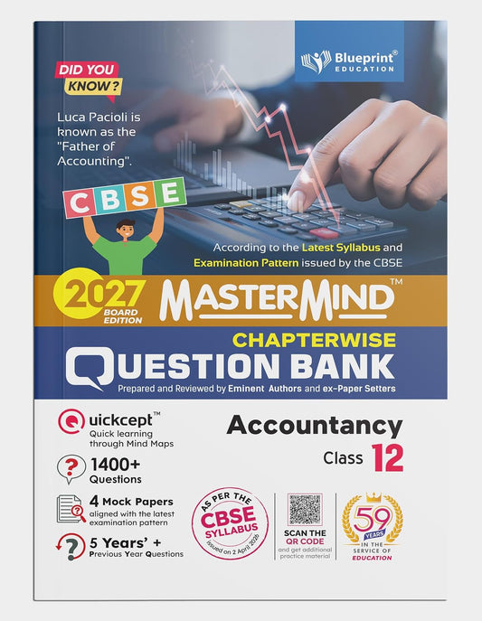 Mastermind CBSE Class 12 Accountancy Question Bank 2027 Exam With 4 Mock Sample Paper | Previous Year Questions