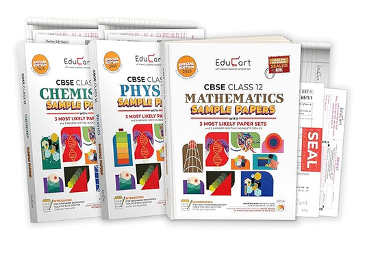 Educart CBSE Class 12 Sample Papers Bundle (2024-25) - Physics, Chemistry & Mathematics (With exclusive CBSE Mock Booklets for 2025 Exam)