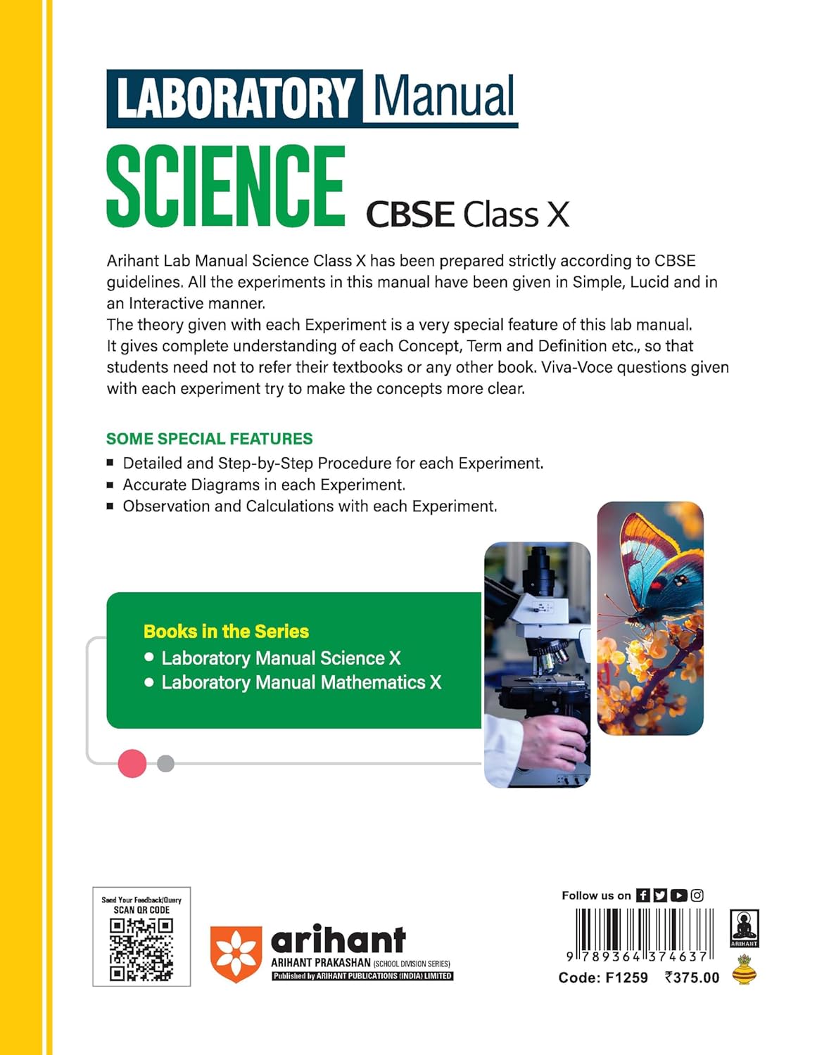 Arihant Laboratory Manual Science for CBSE Class X (10th) | Complete Practical Book with Experiments, Viva Voce Questions & Answers | NCERT Compliant Lab Book