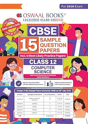 Oswaal CBSE 15 Sample Question Papers Class 12 Computer Science for 2026 Exam | Latest Edition