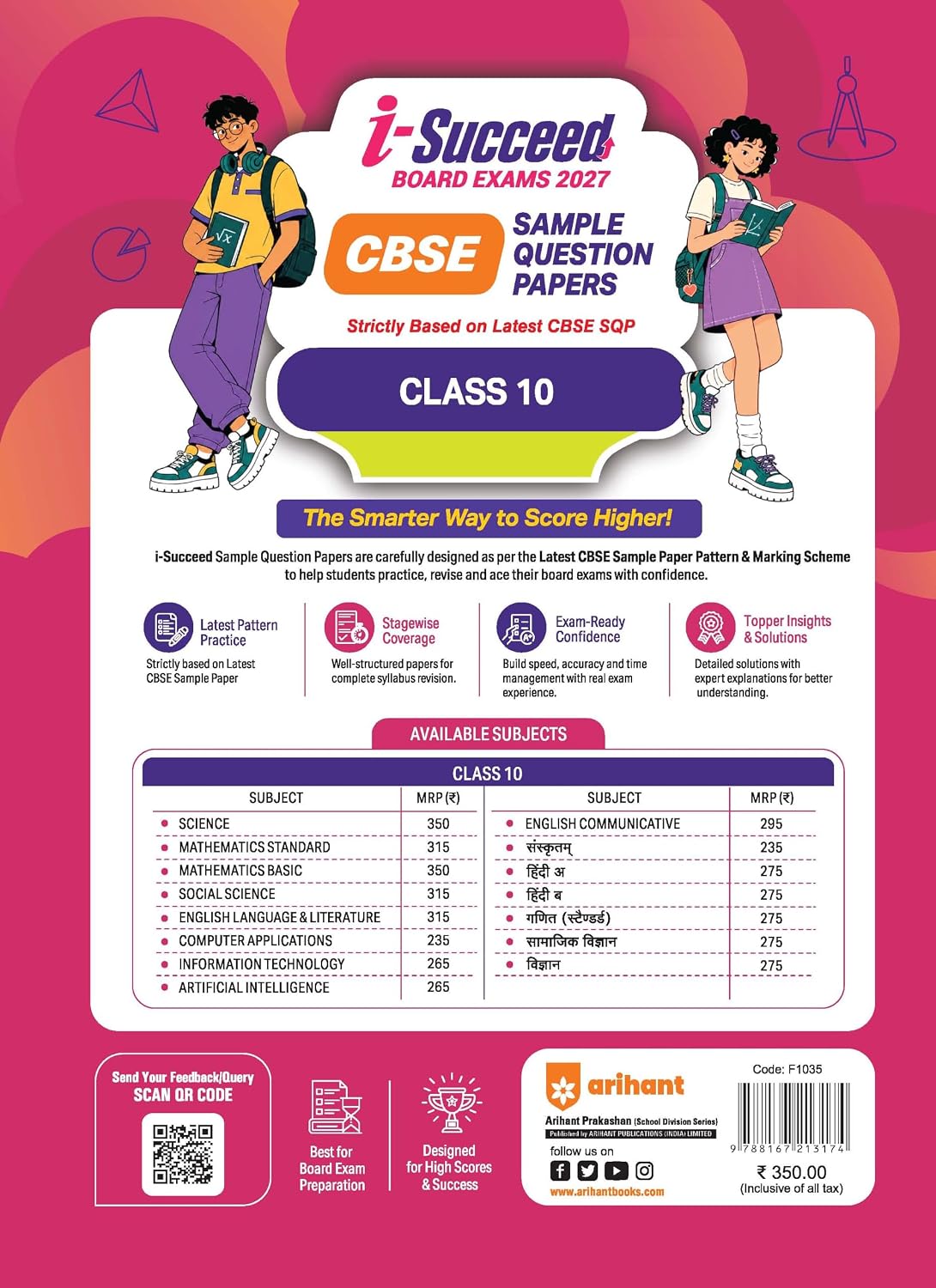 Arihant i-Succeed CBSE Sample Papers 2027 Class 10 Mathematics Basic | 15 Sample Question Papers | Colour-Coded Revision Cheat Sheets, Toppers Copy with Expert Insights | Free Super Power Kit