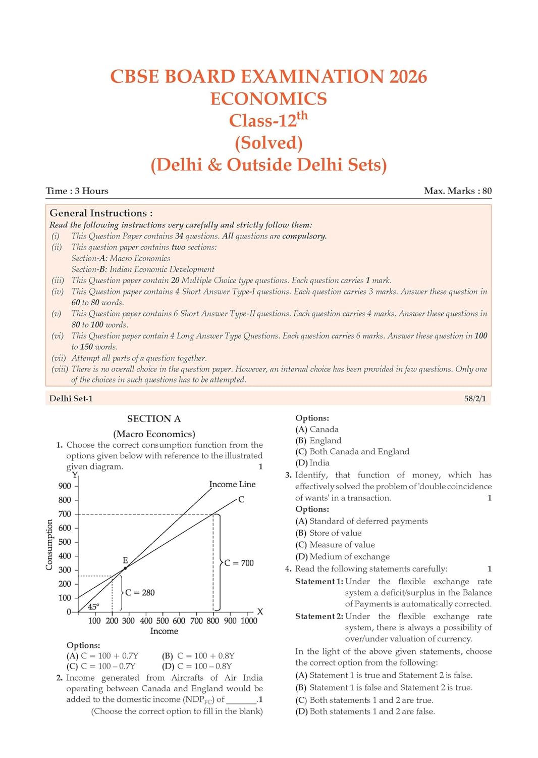 Oswaal CBSE Class 12 Economics Question Bank | Chapter & Topic-wise Solved Papers (2017–2026) | Based on Latest Syllabus (April 2026) | Includes 2026 Papers | For 2027 Exam