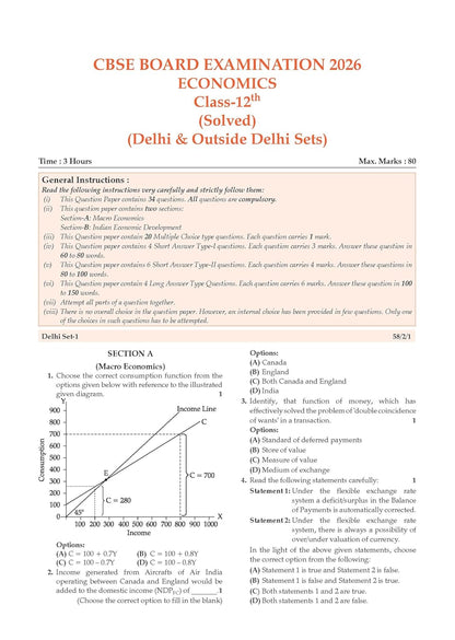 Oswaal CBSE Class 12 Economics Question Bank | Chapter & Topic-wise Solved Papers (2017–2026) | Based on Latest Syllabus (April 2026) | Includes 2026 Papers | For 2027 Exam