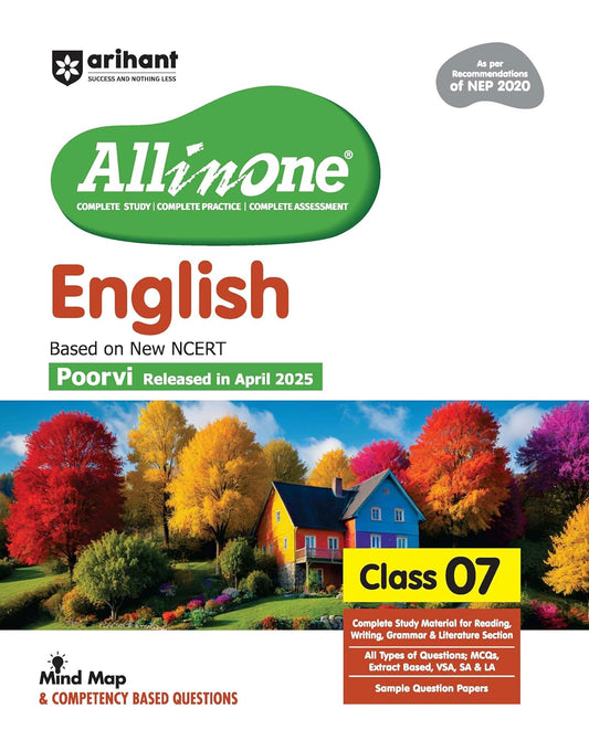 Arihant All in One English Class 7 for CBSE Exam 2025-26 | Based on the latest NCERT | Mind Map in Each Chapter | All types of Questions, MCQs, and Sample Question Papers
