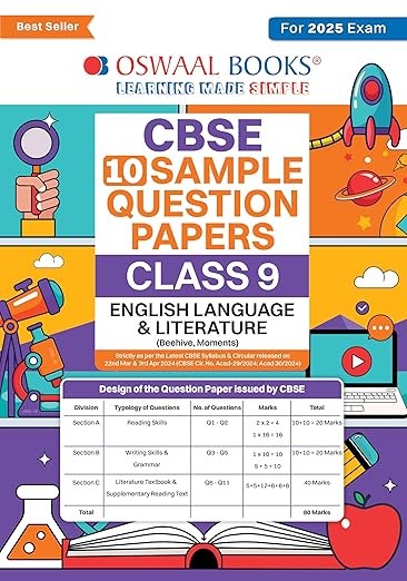 Oswaal CBSE Sample Question Papers Class 9 English Language and Literature Book (For 2025 Exam)