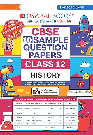 Oswaal CBSE Sample Question Papers Class 12 History (For 2025 Exam)