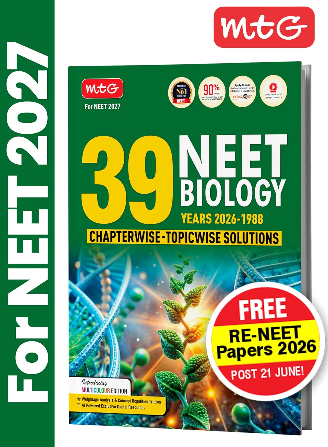 MTG NEET PYQ 39 Years Biology Book For 2026-2027 Exam | Chapterwise Topicwise Solved Question Papers | Free Video Solutions | AI Powered Digital Resource