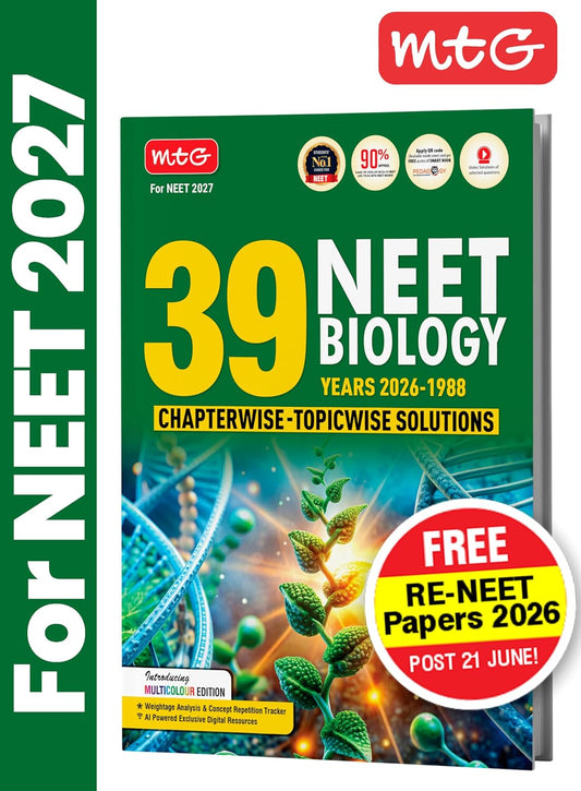 MTG NEET PYQ 39 Years Biology Book For 2026-2027 Exam | Chapterwise Topicwise Solved Question Papers | Free Video Solutions | AI Powered Digital Resource