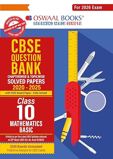 Oswaal CBSE Question Bank Chapterwise and Topicwise SOLVED PAPERS Class 10 Mathematics (Basic) For Exam 2026