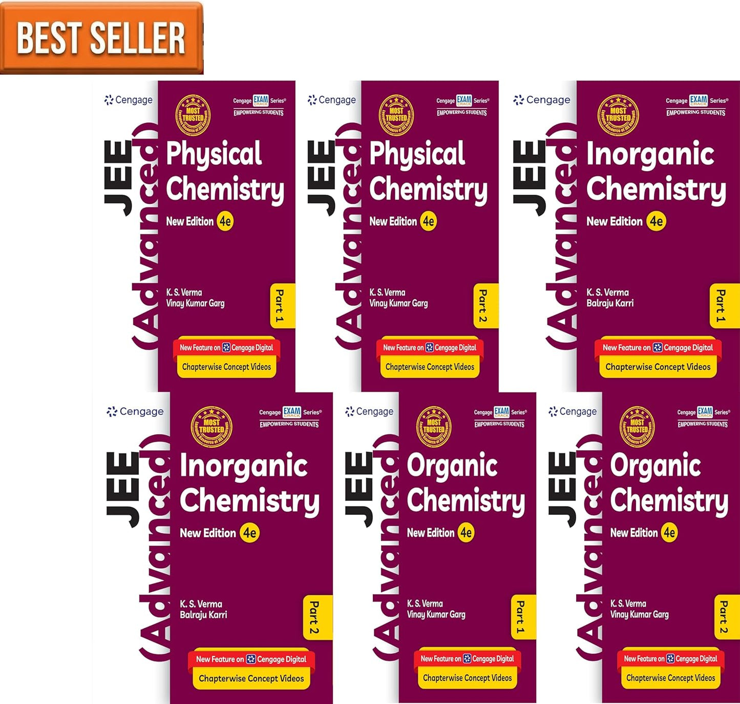 Cengage JEE Advanced CHEMISTRY - KS Verma - Physical Chemistry 1 + 2 + Inorganic Chemistry 1 + 2 + Organic Chemistry 1 + 2 - Combo Set of 6 Videos - 4th/Ed. For 2027 JEE Advanced Exams