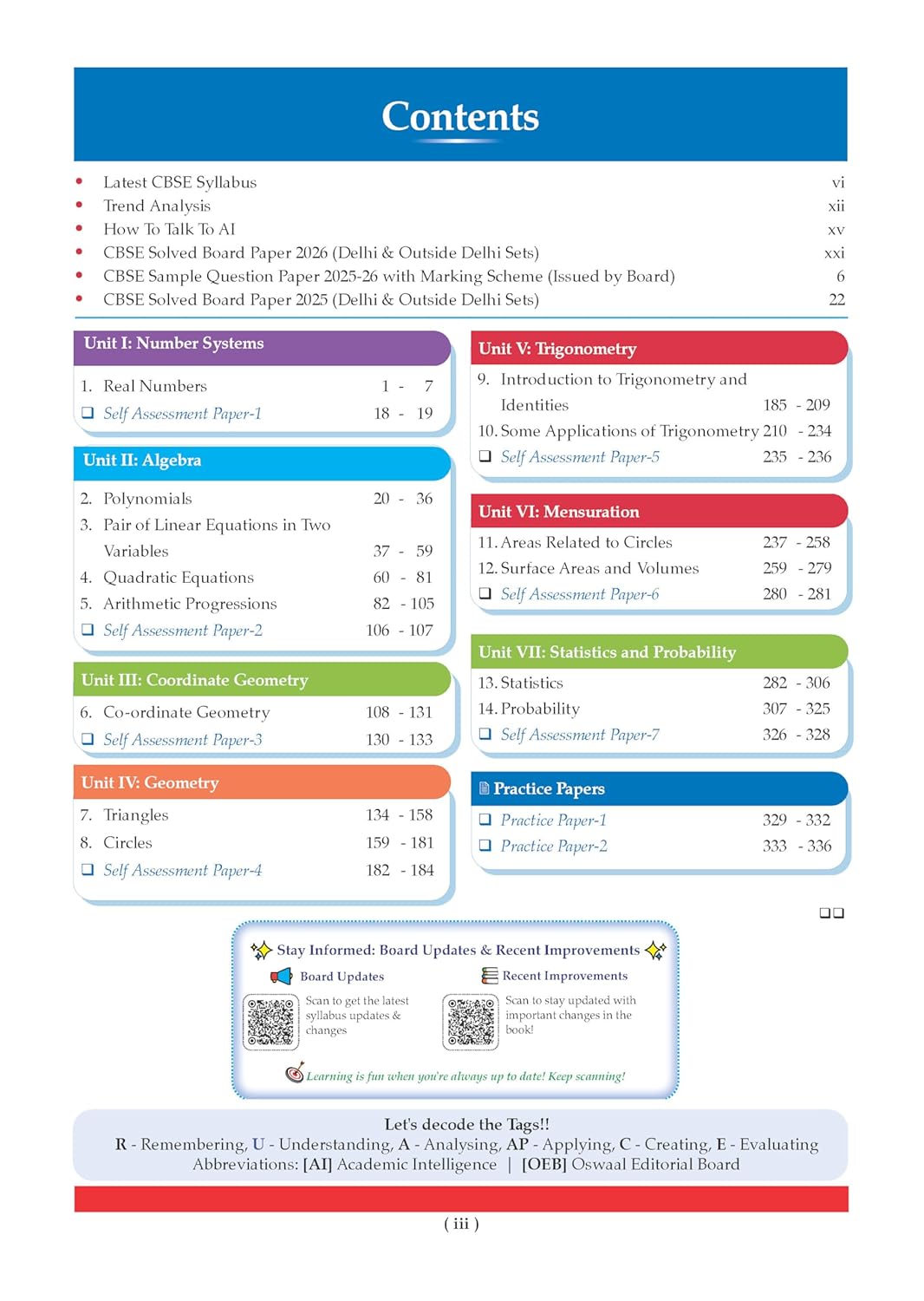 Oswaal CBSE Class 10 Mathematics (Standard) Question Bank | Chapter & Topic-wise Solved Papers (2017–2026) | Based on Latest Syllabus (April 2026) | Includes 2026 Papers | | For 2027 Exam