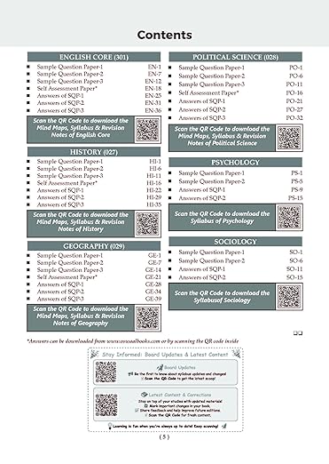 Oswaal CBSE 20 Combined Sample Question Papers class-11 Humanities stream (English Core, History, Geography, Political Science, Sociology & Psychology)