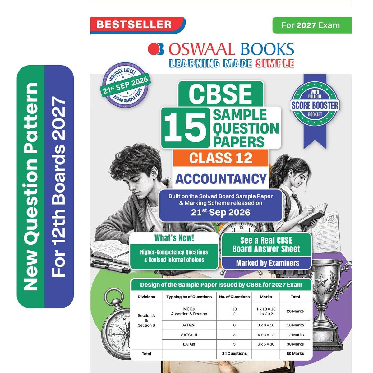 Oswaal CBSE 15 Sample Question Papers Class 12 Board Exam Accountancy 2026-27 based on latest CBSE SQP dated (21 Sep 2026) | New Questions Typologies With Oswaal AI
