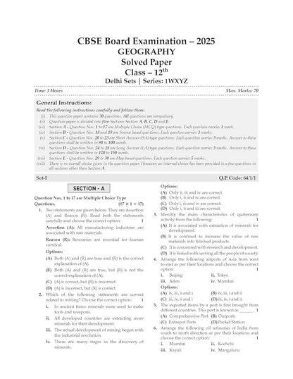 Oswaal CBSE Question Bank Chapterwise and Topicwise SOLVED PAPERS Class 12 Geography For Exam 2025-26