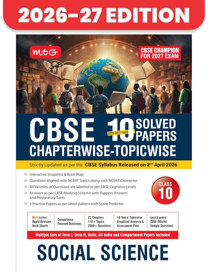 MTG CBSE Class 10 PYQs Book | 10 Years (2026-2017) Chapterwise Topicwise Solved Papers Social-Science - CBSE Champion For 2027 Exam | CBSE Sample Paper (As Per Latest Pattern)