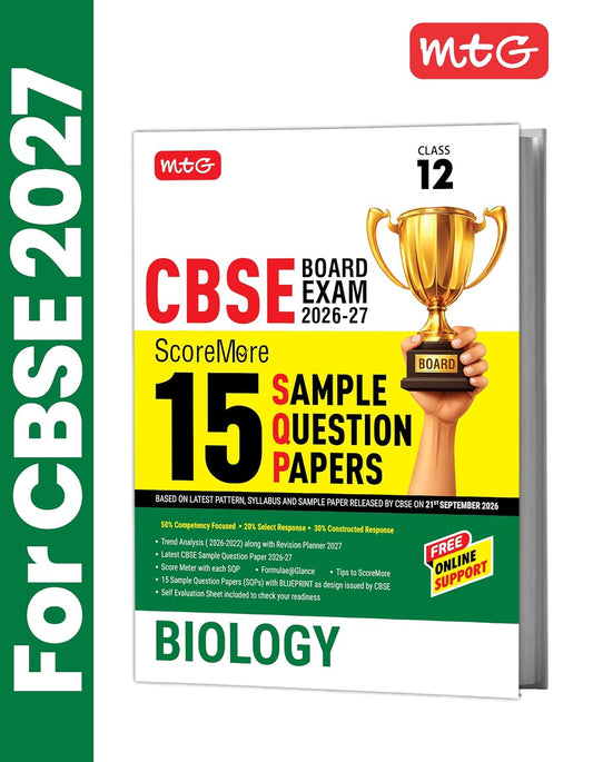 MTG CBSE Class 12 ScoreMore 15 Sample Question Papers Biology For 2027 Board Exam | CBQs & Trend Analysis | Revision Planner | Free Online Support (Based on Latest CBSE Pattern & Syllabus)