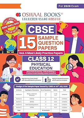 Oswaal CBSE 15 Sample Question Papers Class 12 Physical Education (2026 Exam) | Latest SQPs with CBSE Marking Scheme