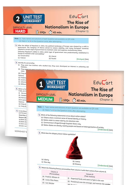 Educart CBSE Question Bank Class 10 Social Science 2025-26 on new Syllabus 2026 (Introducing Unit Test Worksheets)