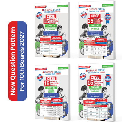 Oswaal CBSE 15 Sample Question Papers Class 10 Board Exam English, Science, Social Science & Maths Standard (Set of 4 Books) 2026-27 based on latest CBSE SQP dated (21 Sep 2026) | With Oswaal AI