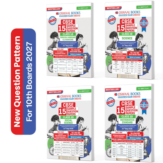 Oswaal CBSE 15 Sample Question Papers Class 10 Board Exam English, Science, Social Science & Maths Standard (Set of 4 Books) 2026-27 based on latest CBSE SQP dated (21 Sep 2026) | With Oswaal AI