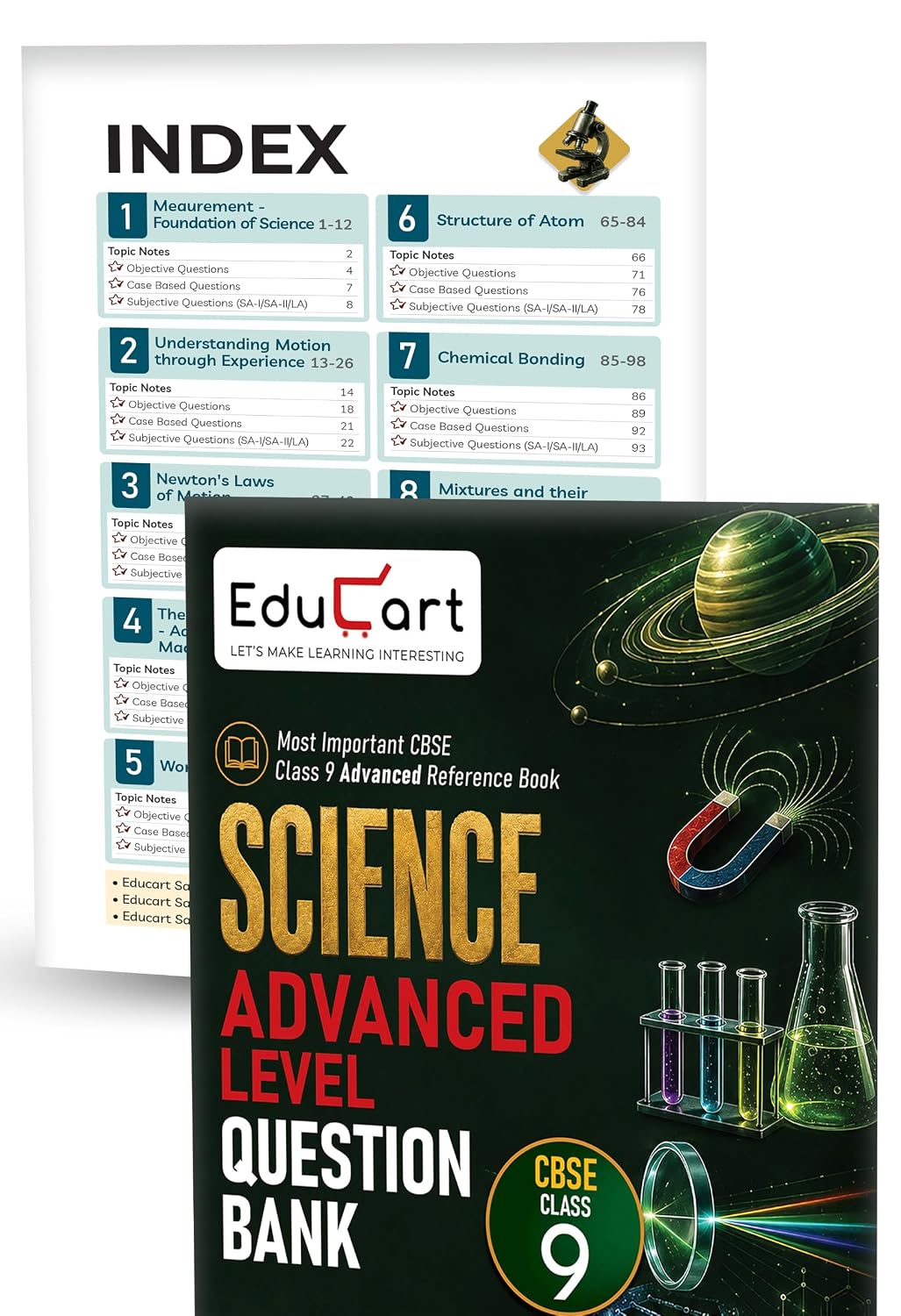 Educart CBSE Class 9 Science Advanced Level Question Bank 2027 | Simplified Notes, Hots Questions Step-wise Answers & Sample Papers as per Latest Syllabus for 2026-27 Exam