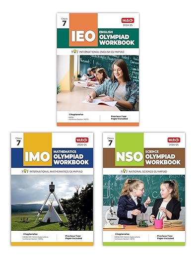 MTG NSO-IMO-IEO (Science, Mathematics & English) Olympiad Workbook Combo Class-7 (Set of 3 Books) | MCQs, Previous Years Solved Paper & Achievers Section - SOF Olympiad Preparation Books For 2024-25 Exam 