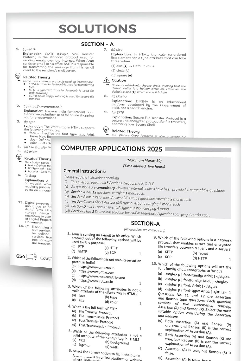 Educart Granth CBSE Class 10 Previous 10 Year Solved Papers 2026 - with PYQ Charts (Mathematics Standard & Basic, Social Science, Science, Hindi A & B, English, Computer Applications, IT and Sanskrit) for 2025-26 Boards