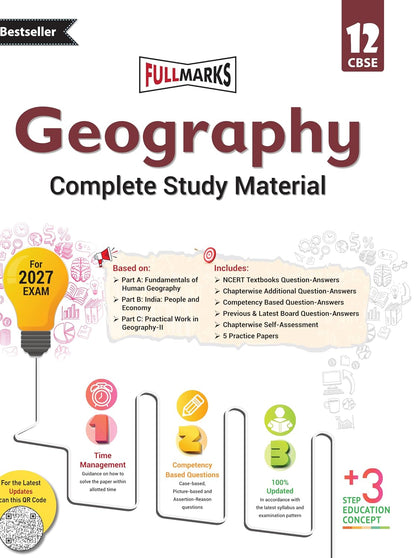 Full Marks Geography Complete Study Material Class 12 | Based on Part A: Fundamentals of Human Geography, Part B: India: People and Economy, Part C: ... Summary, Solved Q/A, Practice Papers and More