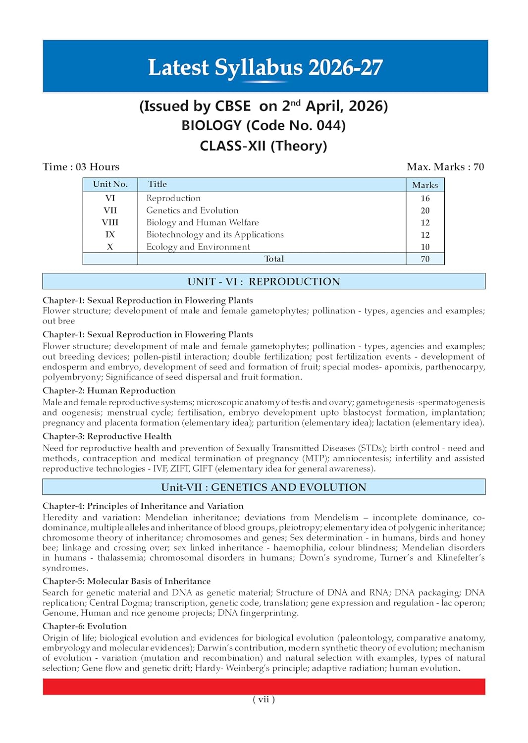 Oswaal CBSE Class 12 Biology Question Bank | Chapter & Topic-wise Solved Papers (2017–2026) | Based on Latest Syllabus (April 2026) | Includes 2026 ... [Apr 09, 2026] Oswaal Editorial Board