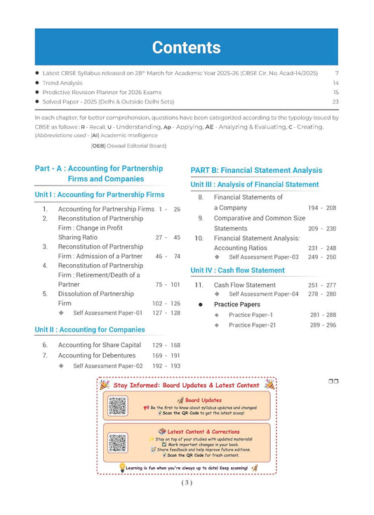 Oswaal CBSE Question Bank Chapterwise and Topicwise SOLVED PAPERS Class 12 Accountancy For Exam 2026