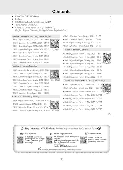 Oswaal NTA CUET (UG) 45 Combined Previous Years’ Papers l Science Stream PCB | PYQs (2022–2026) NCERT aligned MCQs | For 2027 Exam | With Oswaal AI