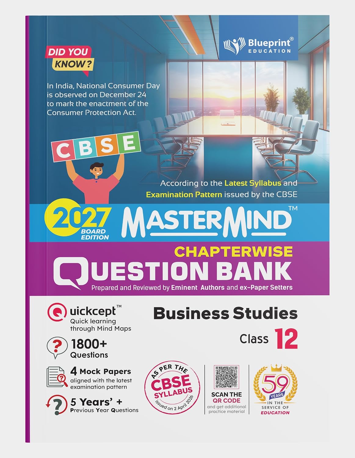 Mastermind CBSE Class 12 Business Studies Question Bank 2027 Exam With 4 Mock Sample Paper , PYQ , 1800+ Questions , 5 Years + PYQ , Based On New Pattern