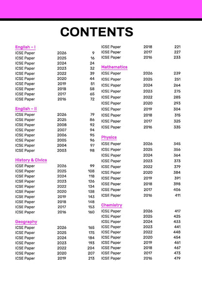 Gurukul by Oswal ICSE 10 Years Solved Papers Class 10 Exam 2027 | Yearwise Board Papers 2016–2026 | Physics, Chemistry, Maths, Biology, History &Civics, Geography, English I & II,Hindi|Latest Syllabus