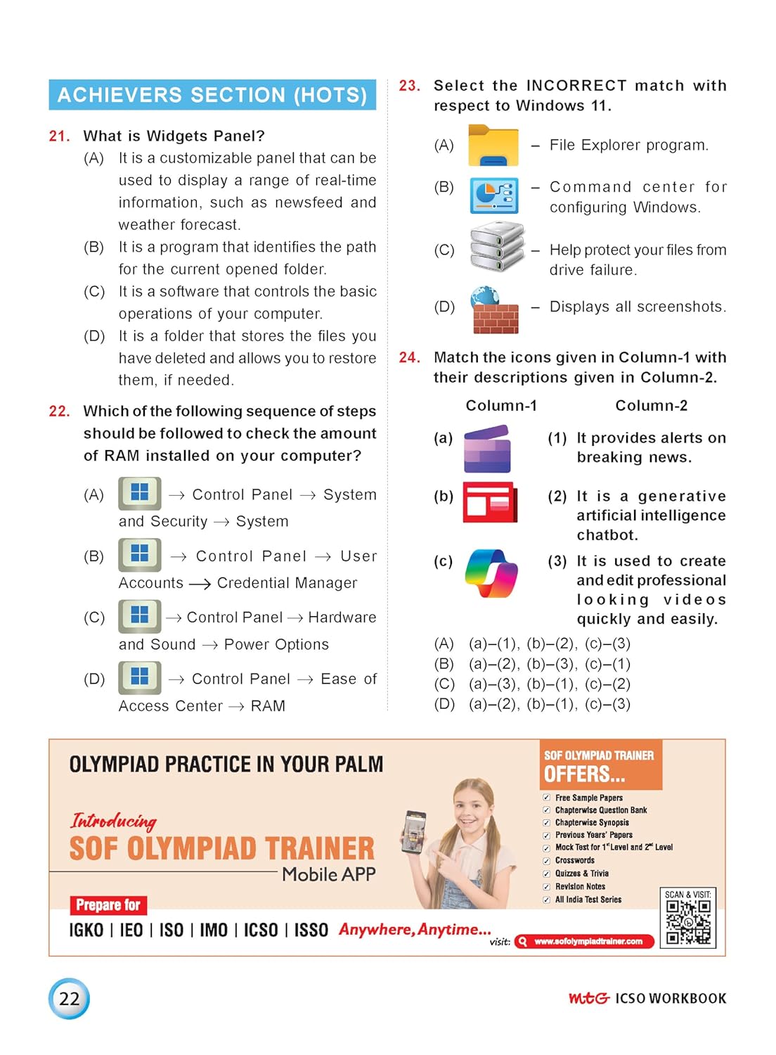MTG International Computer Science Olympiad (ICSO) Workbook Class 5 - Chapter-wise MCQs, Quick Recap with Achievers Section - SOF Olympiad Books For 2026-27 Exam