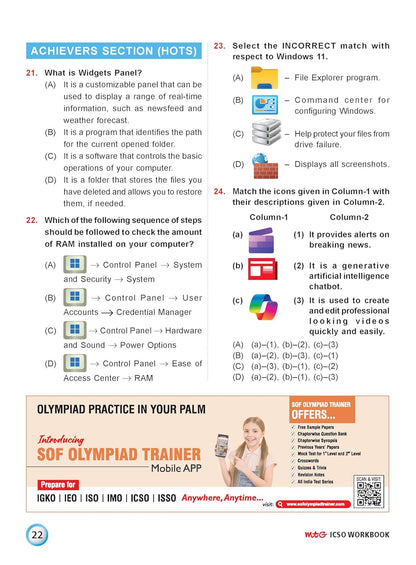 MTG International Computer Science Olympiad (ICSO) Workbook Class 5 - Chapter-wise MCQs, Quick Recap with Achievers Section - SOF Olympiad Books For 2026-27 Exam