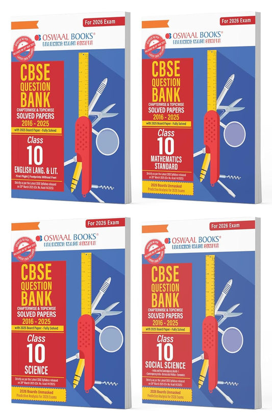 Oswaal CBSE Question Bank Class 10 Set of 4 Books | English | Maths Standard | Science | Social Science | Chapterwise & Topicwise Solved Papers | For 2026 Board Exams