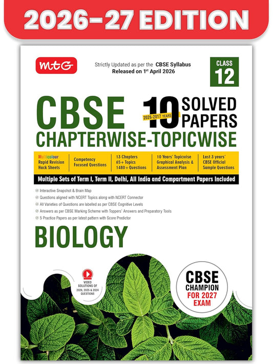 MTG CBSE Class 12 PYQs Book | 10 Years (2026-2017) Chapterwise Topicwise Solved Papers Class 12 Biology - CBSE Champion For 2027 Exam | Free Video ... | CBSE Sample Papers (As Per Latest Pattern)