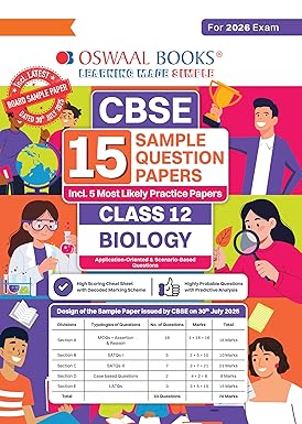 Oswaal CBSE 15 Sample Question Papers Class 12 Biology (2026 Exam) | Latest CBSE SQPs