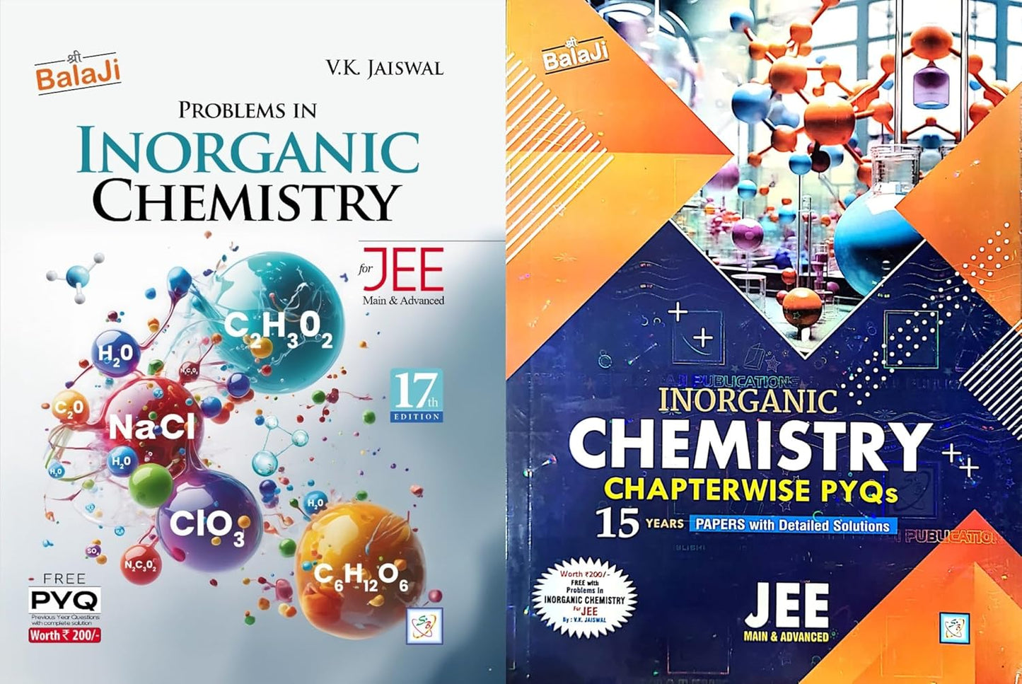 Balaji - Problems in Inorganic Chemistry for JEE Mains & Advanced + Inorganic Chemistry Chapterwise PYQs of 15 Yrs. - Combo Set of 2 Books - 2025 Exams[ENGLISH LANGUAGE | VK JAISWAL