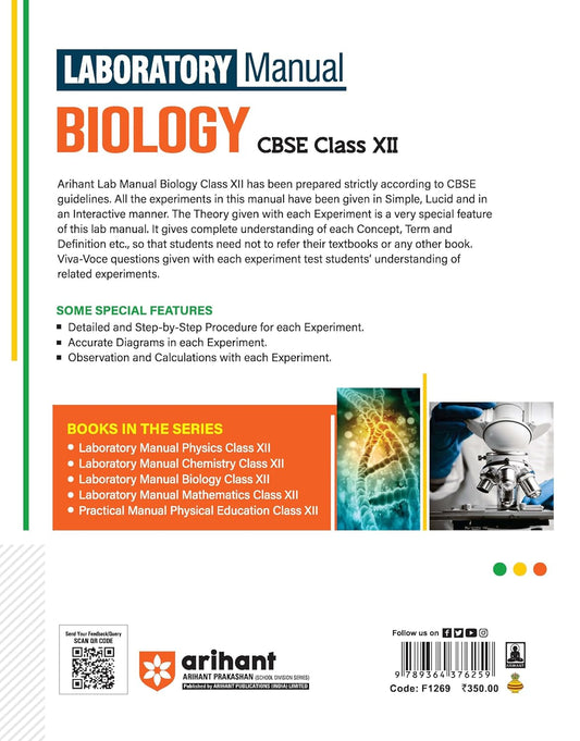 Arihant Biology Lab Manual Class 12 | Activities, Diagrams & Viva Voce CBSE 2025