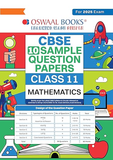 Oswaal CBSE Sample Question Papers Class 11 Mathematics (For 2025 Exam)