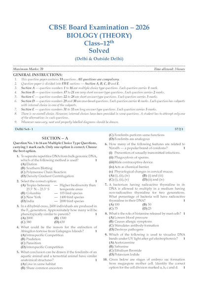 Oswaal CBSE Class 12 Biology Question Bank | Chapter & Topic-wise Solved Papers (2017–2026) | Based on Latest Syllabus (April 2026) | Includes 2026 ... [Apr 09, 2026] Oswaal Editorial Board