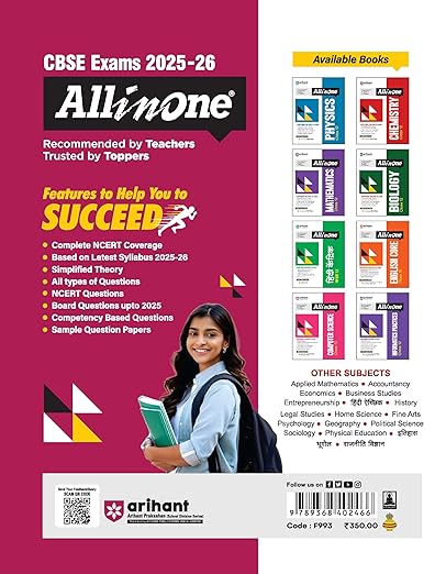 Arihant All in One Psychology Class 12 for CBSE Exams 2026 | Simplified Theory, CBQs,MCQ, Board Questions Upto 2025, Sample Papers, and Project Work